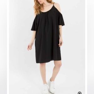 Black short cold shoulder A line dress